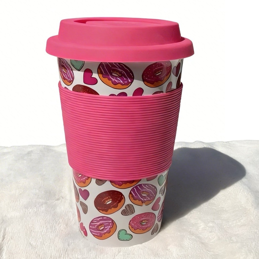 Galerie Pink Donut Pattern Travel Mug